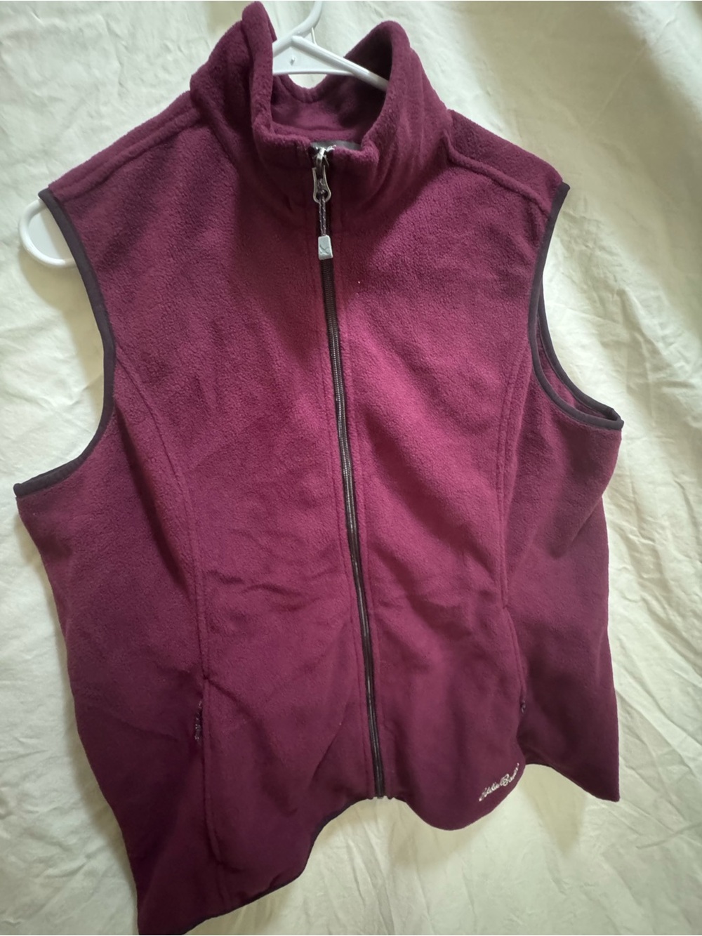 Eddie Bauer Burgundy/Dark Plum Full-Zip Fleece Vest XL